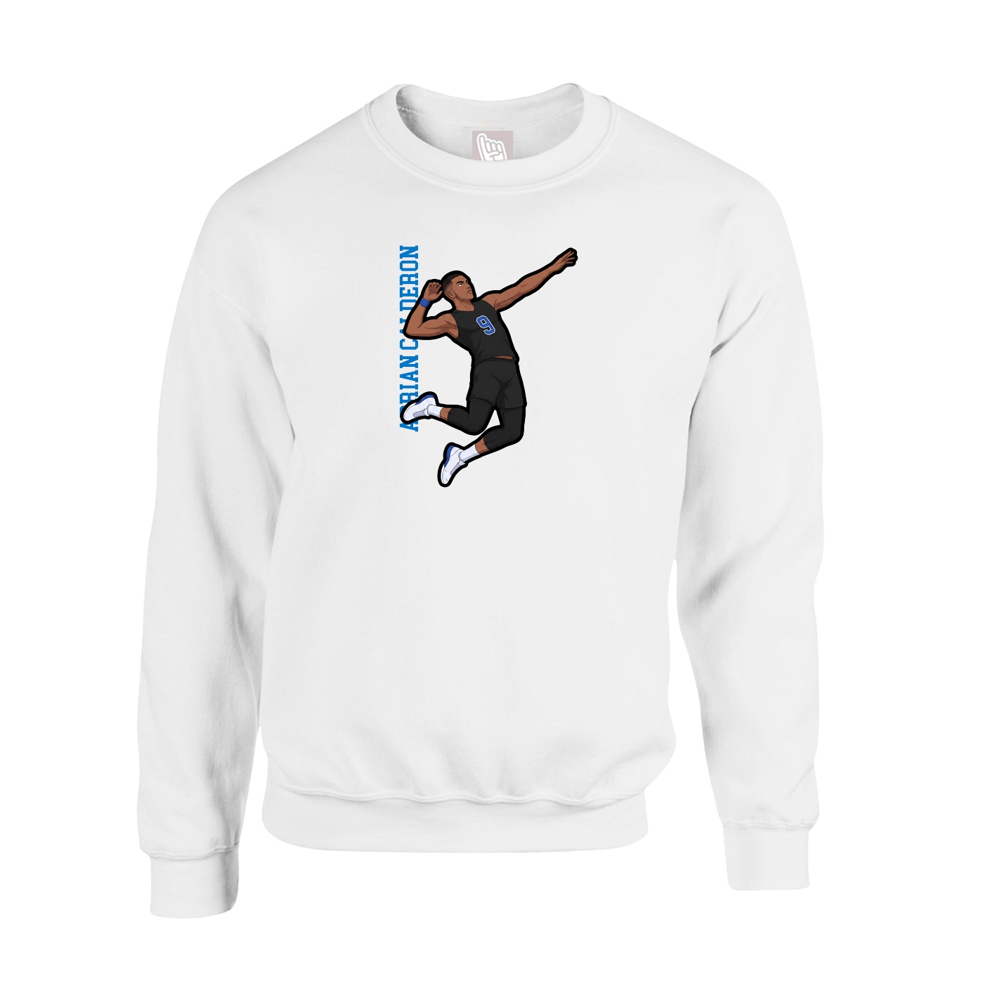 Fleece Crew — Name Vertical in White