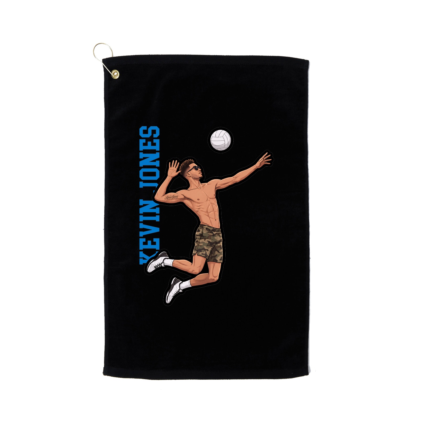 Golf Towel — Name Vertical in Black