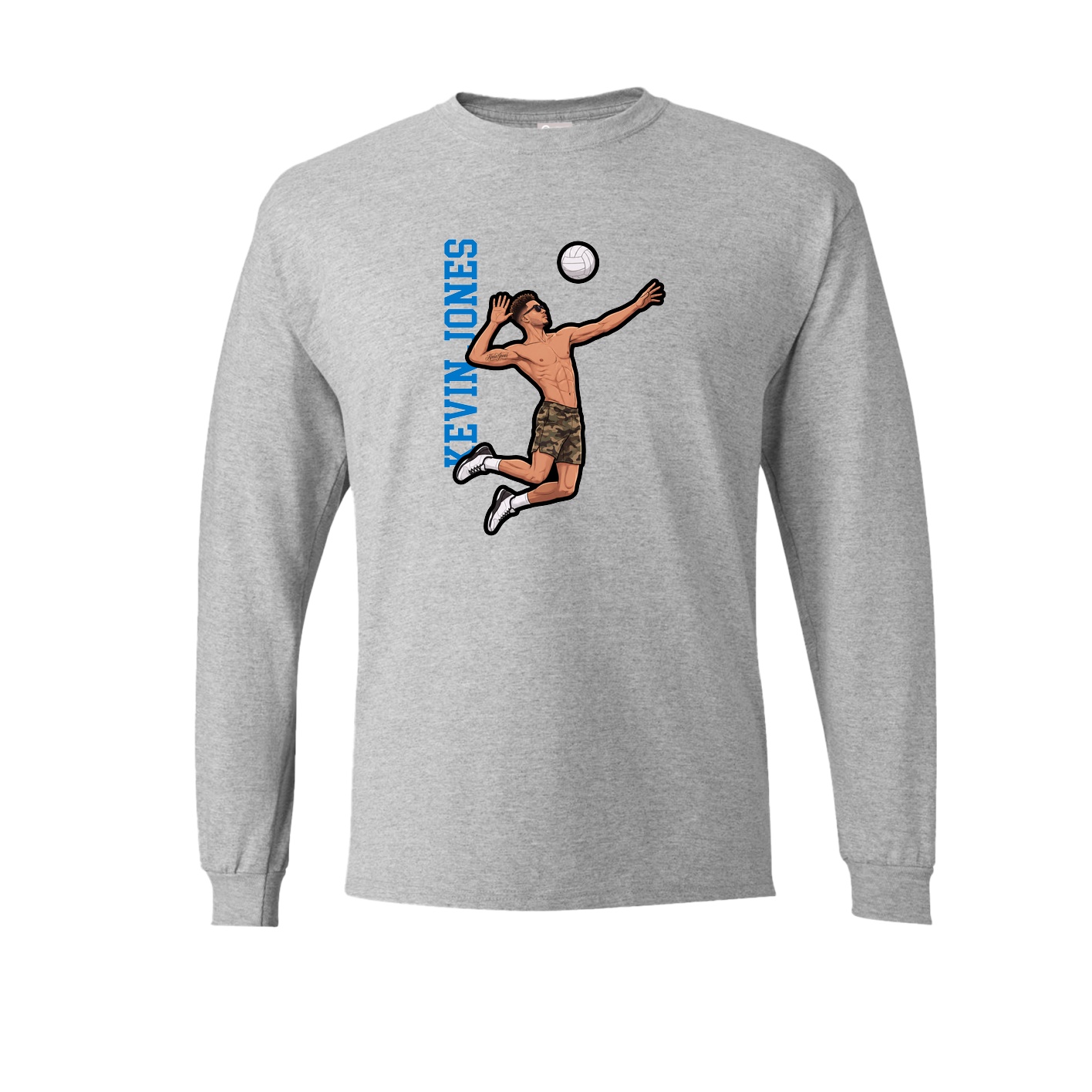 Long Sleeve Tee — Name Vertical in Grey