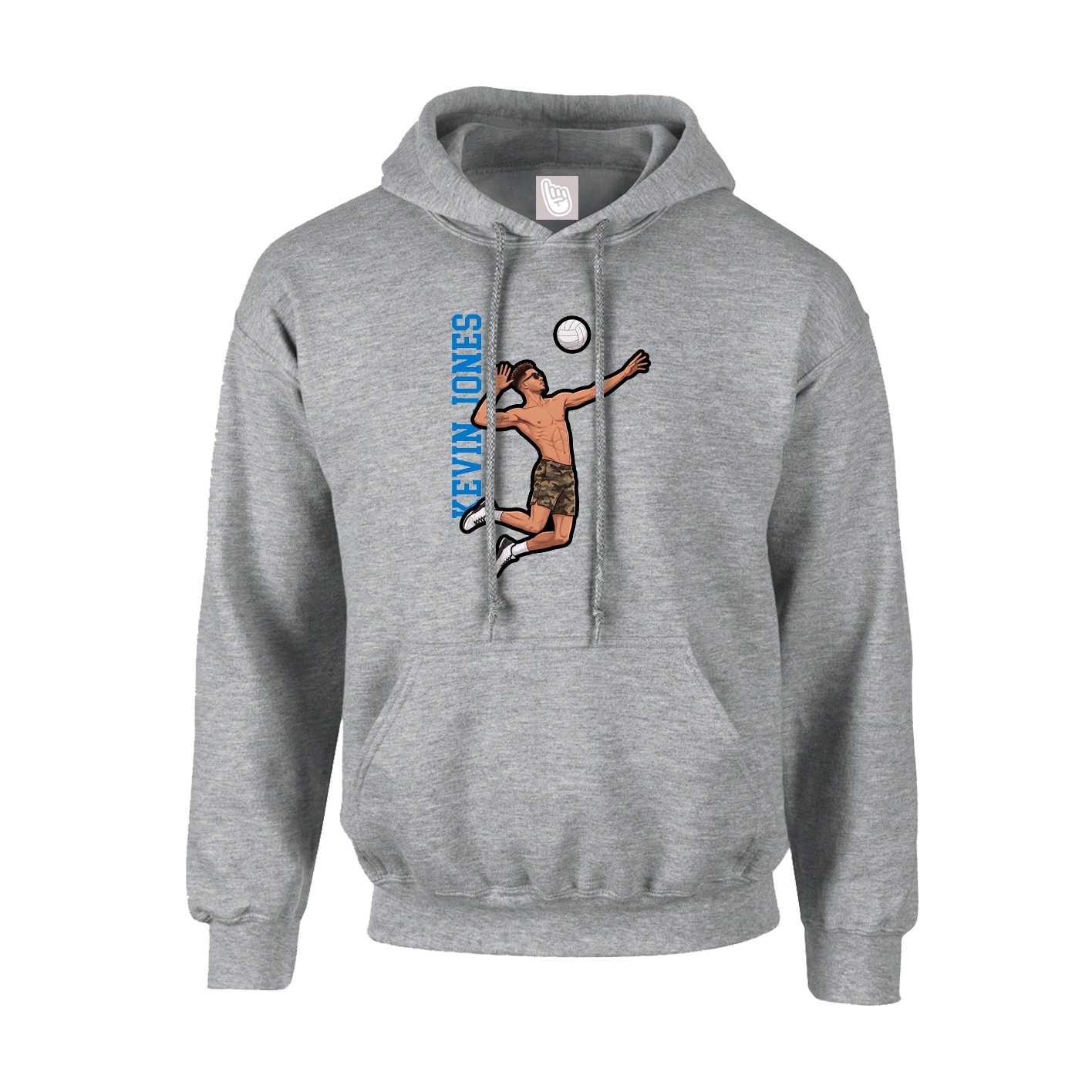 Youth Hoodie — Name Vertical in Grey