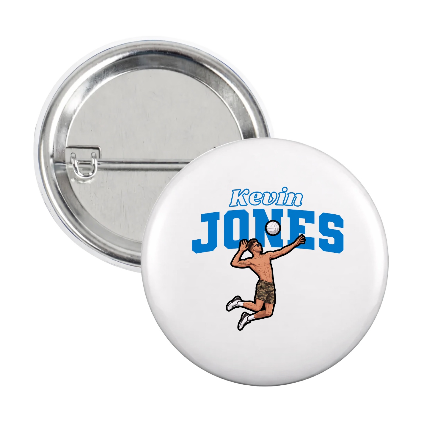 Game Day Button — Name Arch in White