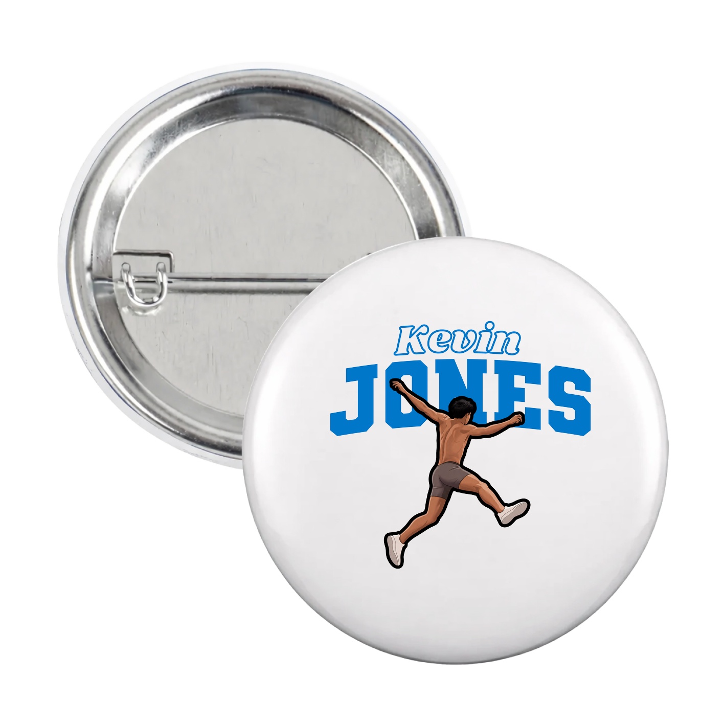 Game Day Button — Name Arch in White
