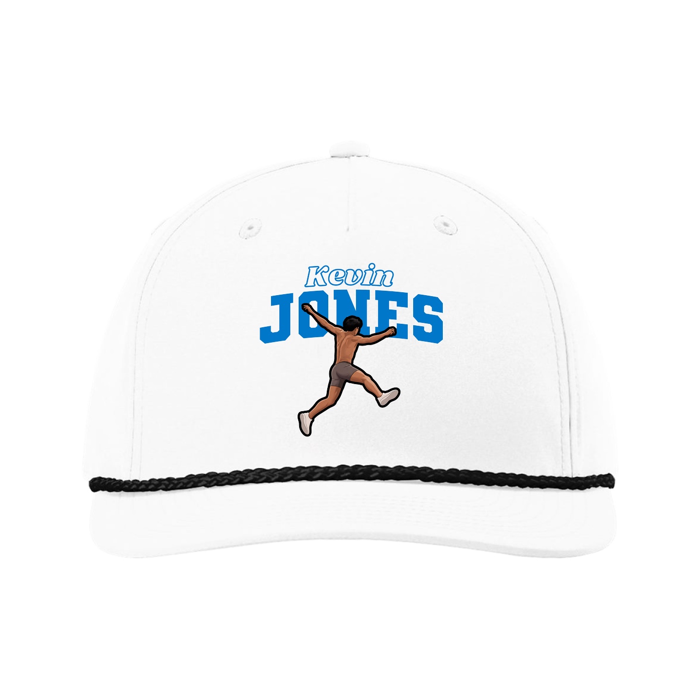 Five-Panel Classic Rope Cap — Name Arch in White