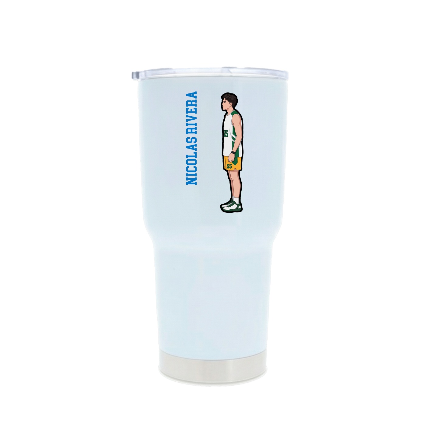 30oz Stainless Steel Tumbler — Name Vertical in White