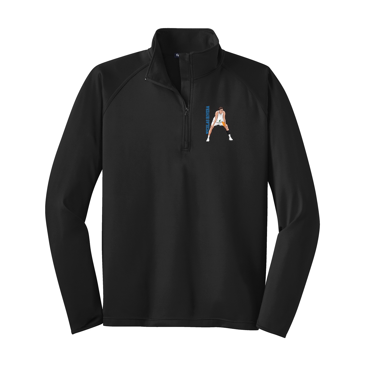 Q-Zip Pullover — Name Vertical in Black