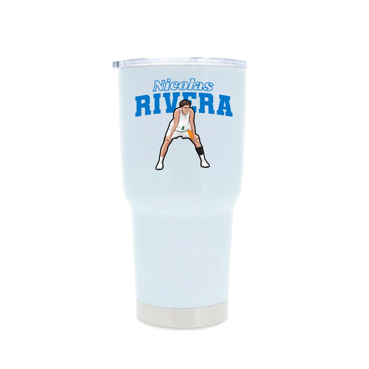 30oz Stainless Steel Tumbler — Name Arch in White