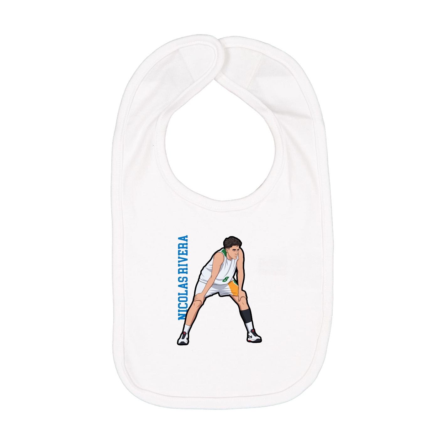 Infant Bib — Name Vertical in White