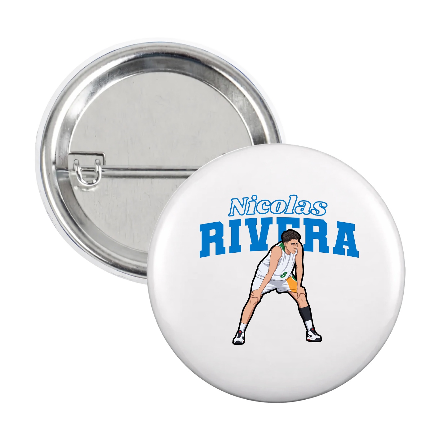 Game Day Button — Name Arch in White