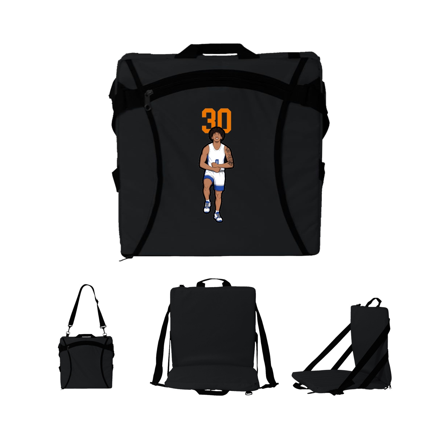 Folding Stadium Seat — Number Top in Black