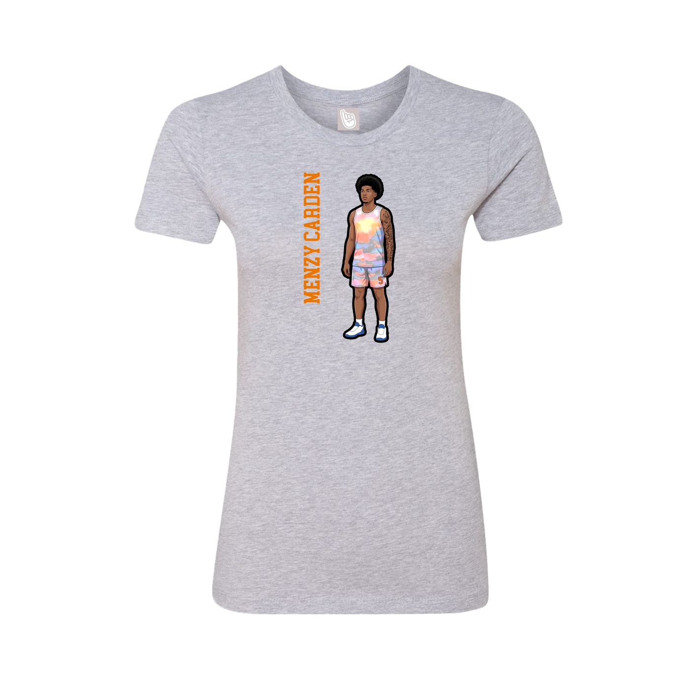 Fitted Women's Tee — Name Vertical in Grey