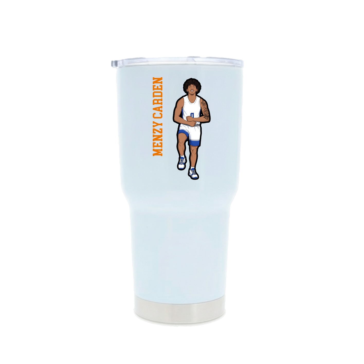 30oz Stainless Steel Tumbler — Name Vertical in White