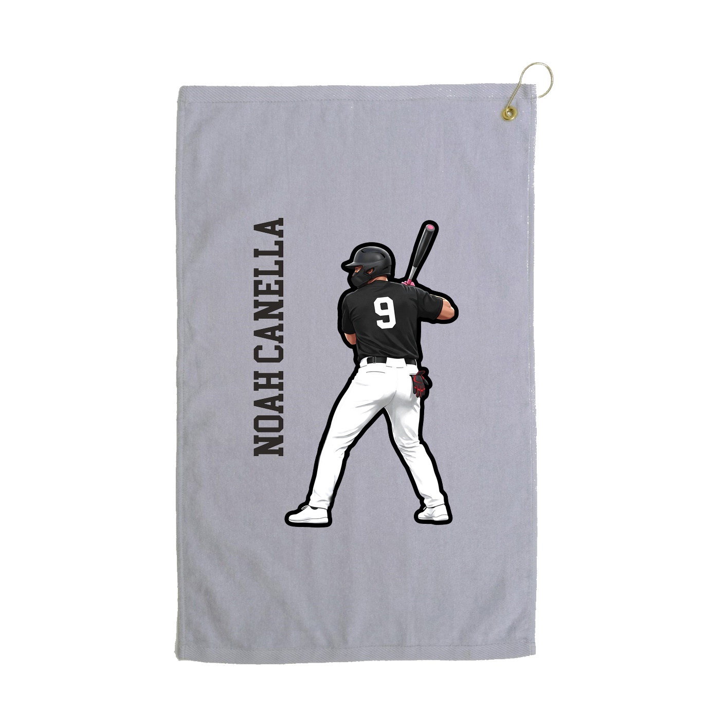 Golf Towel — Name Vertical in Grey