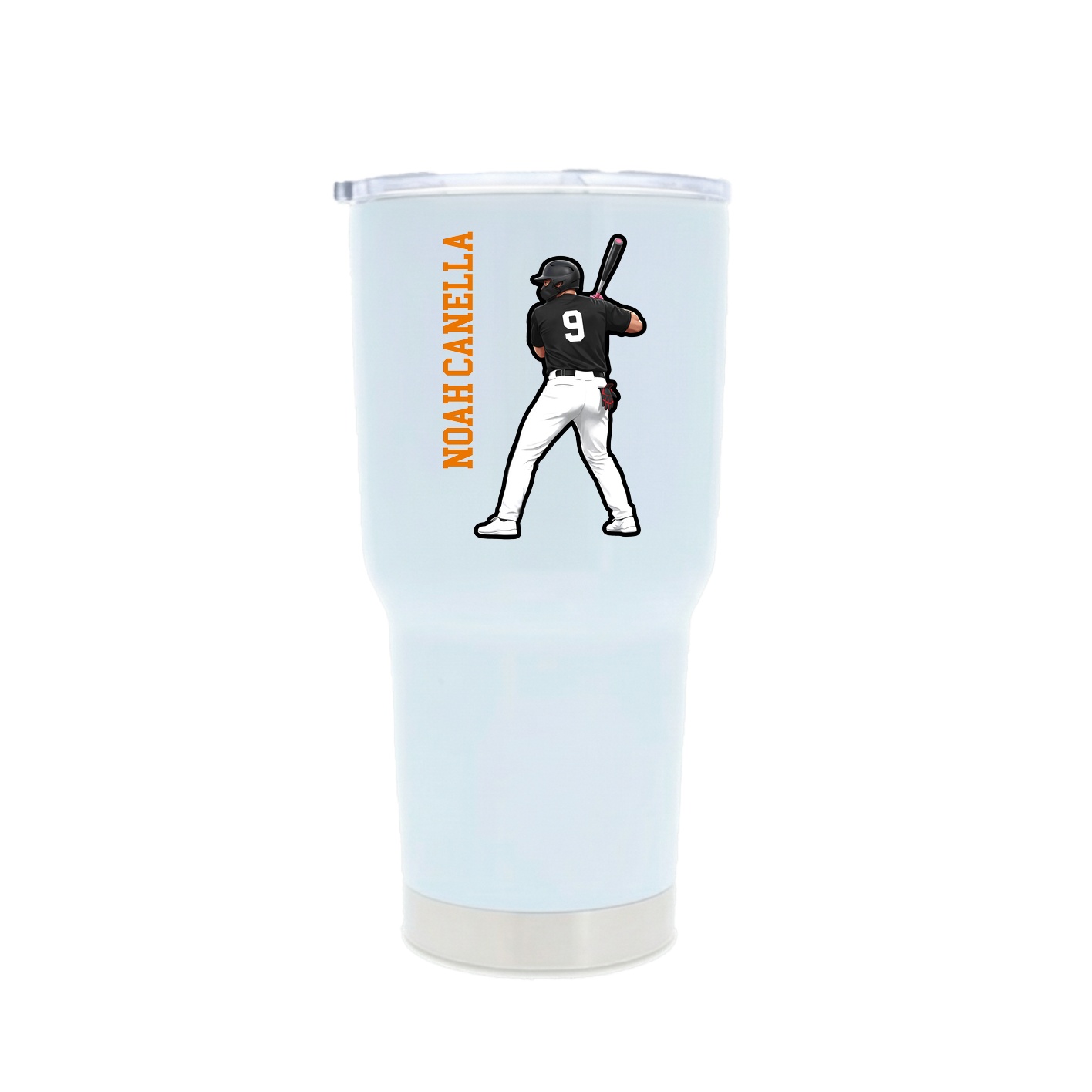 30oz Stainless Steel Tumbler — Name Vertical in White