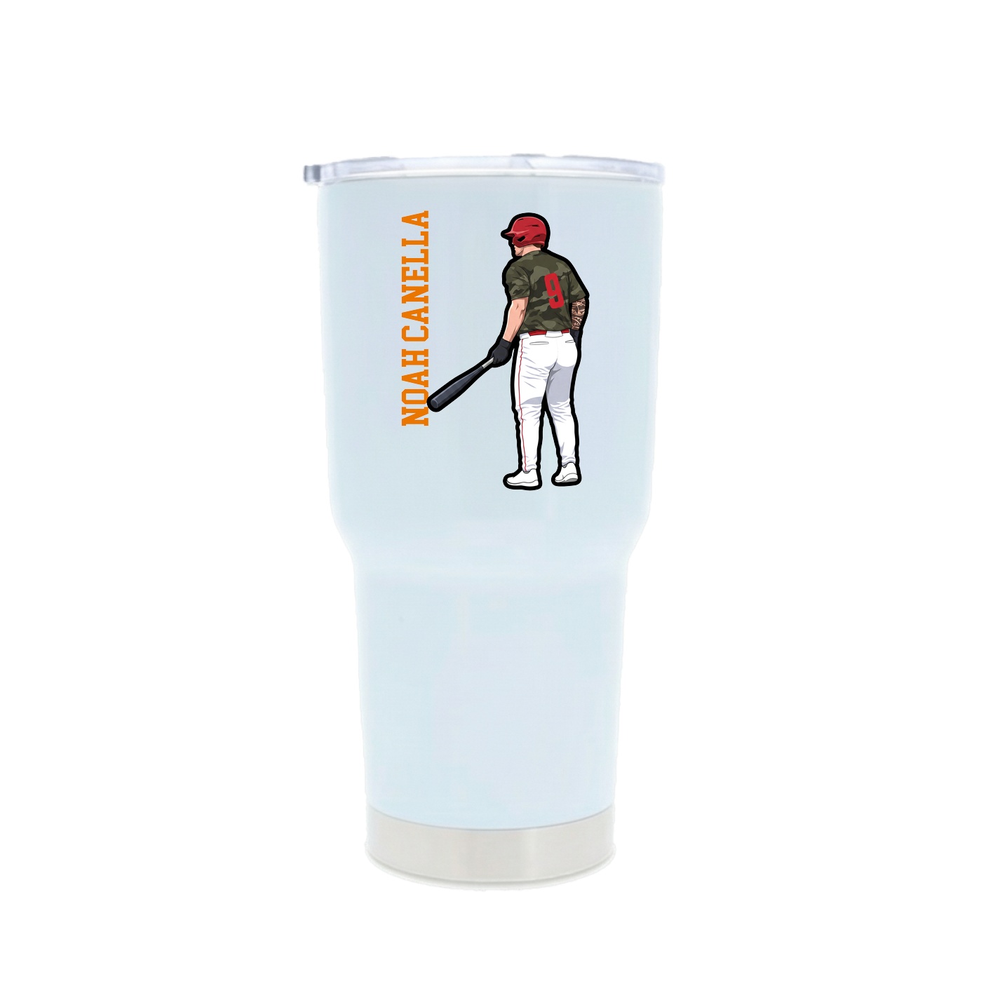30oz Stainless Steel Tumbler — Name Vertical in White