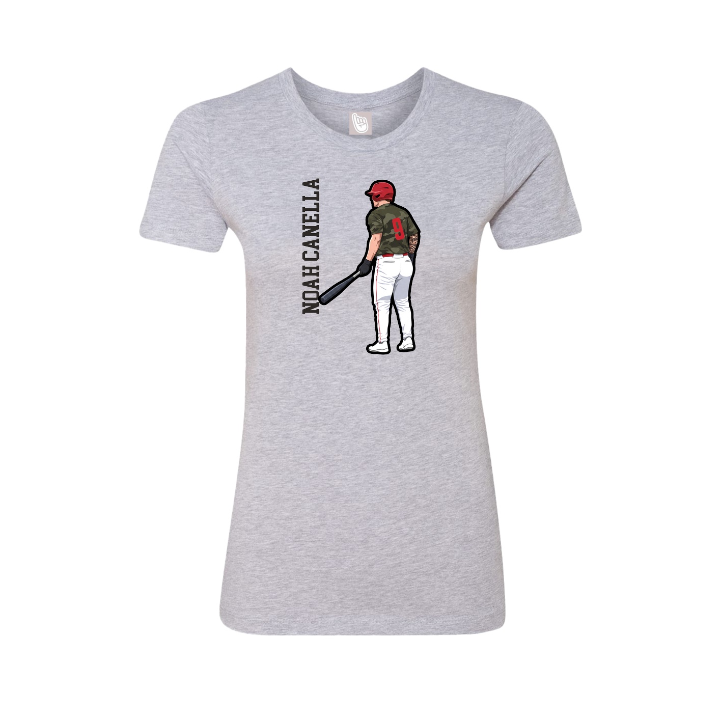 Fitted Women's Tee — Name Vertical in Grey