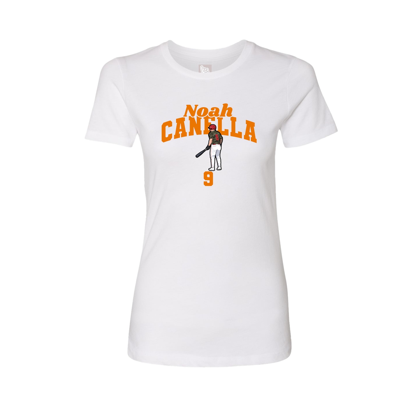 Fitted Women's Tee — Signature Arch in White