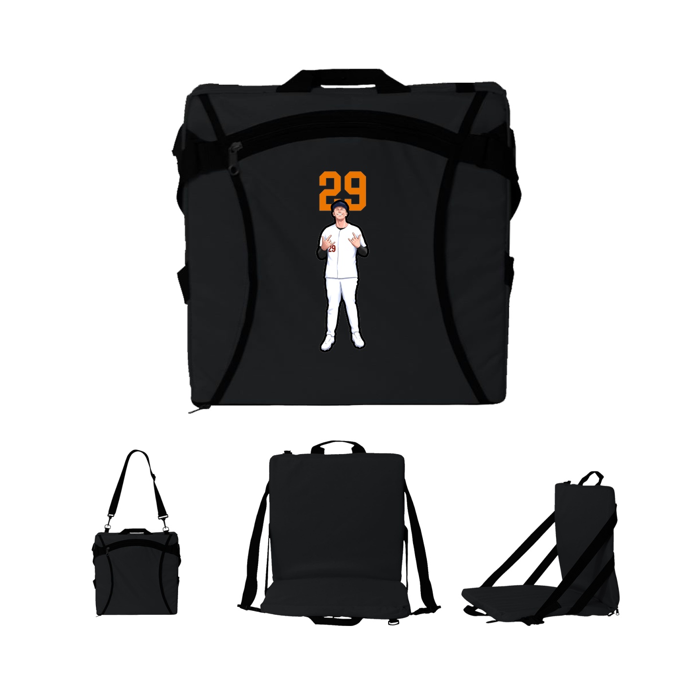 Folding Stadium Seat — Number Top in Black