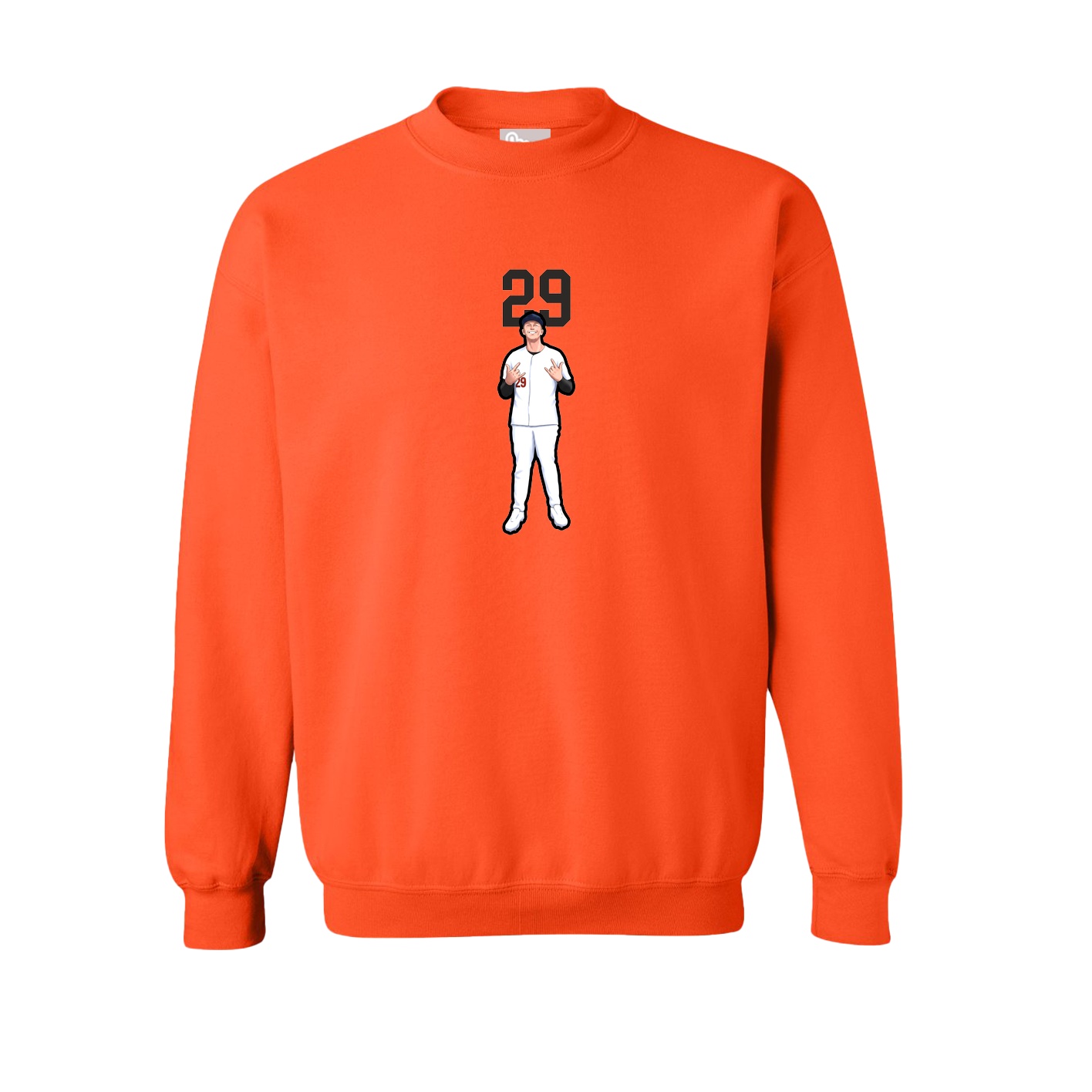 Fleece Crew — Number Top in Orange