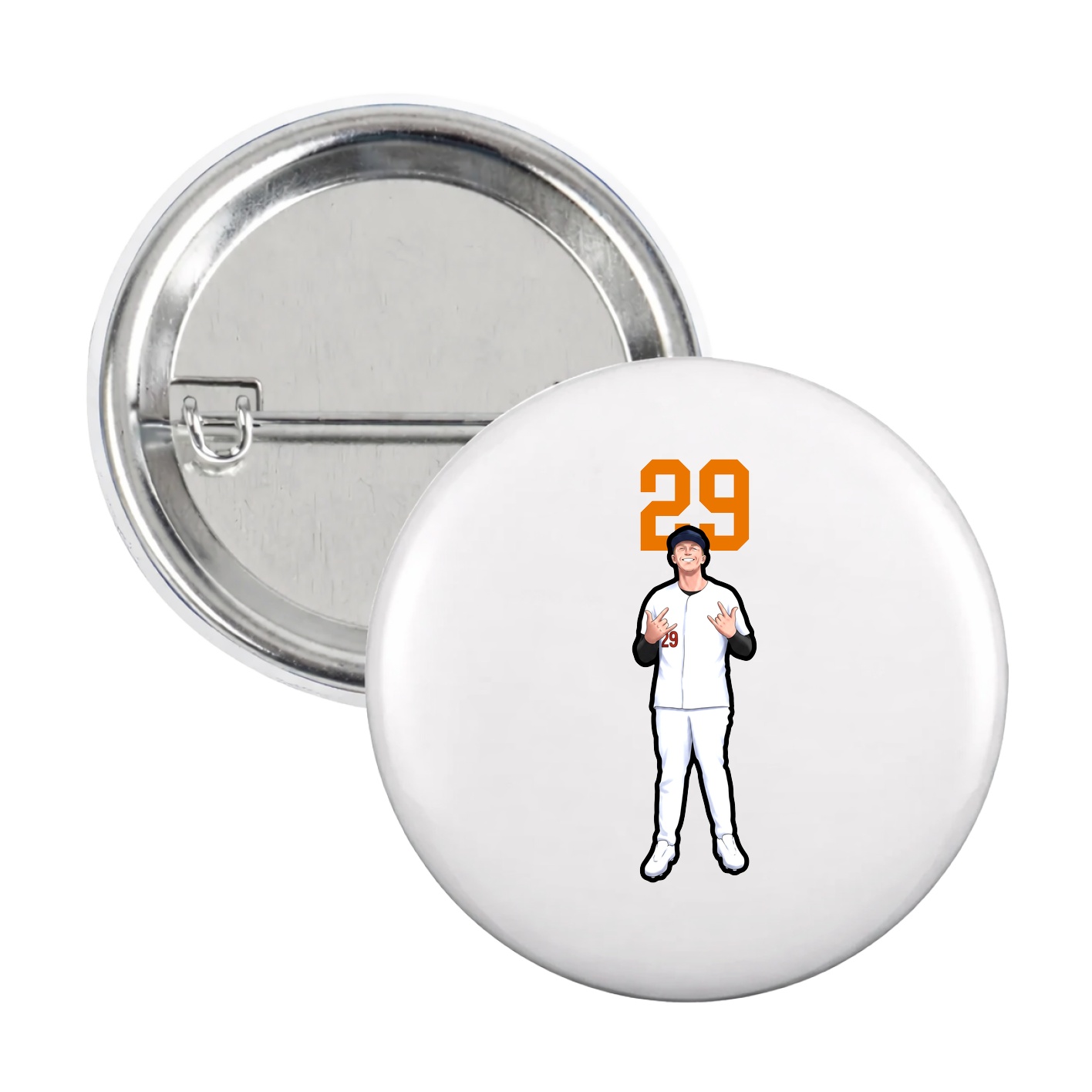 Game Day Button — Number Top in White