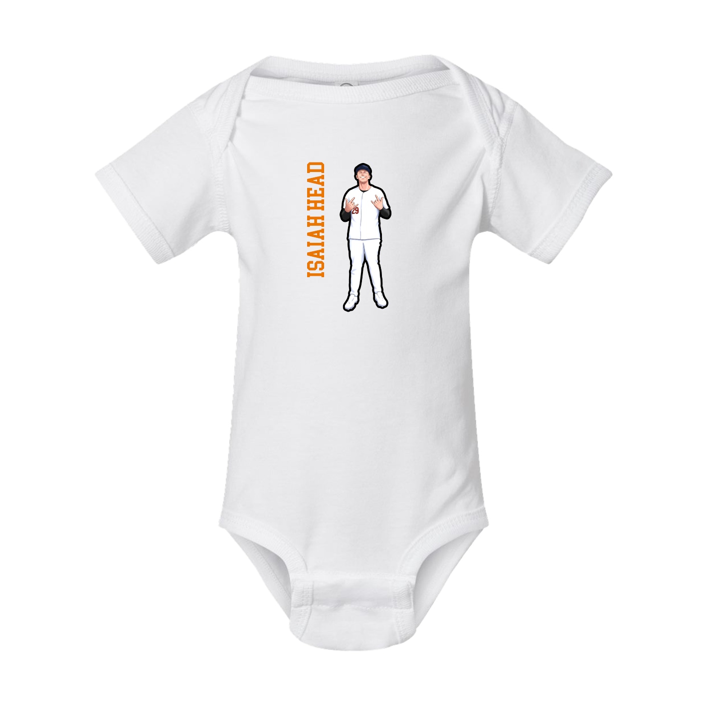 Baby Onesie — Name Vertical in White