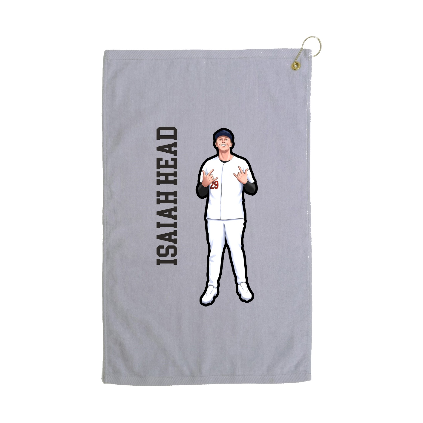 Golf Towel — Name Vertical in Grey