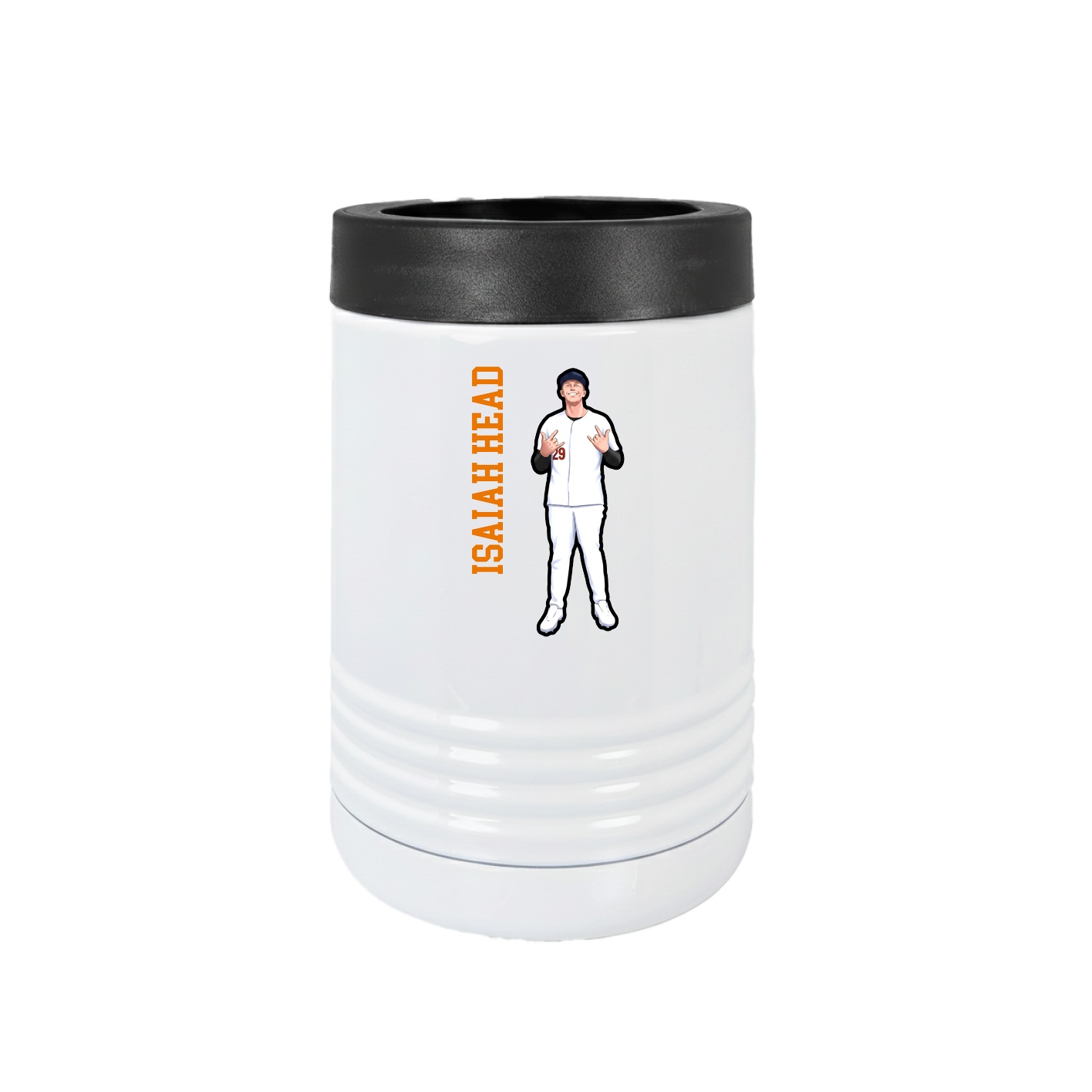 Beverage Holder — Name Vertical in White