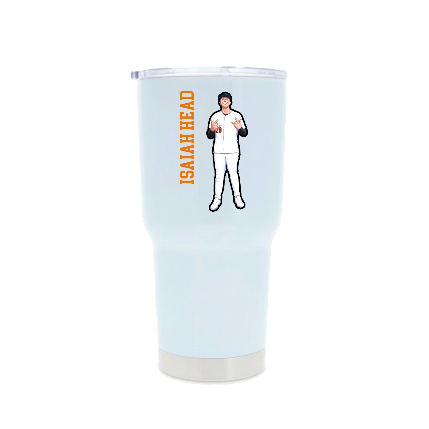 30oz Stainless Steel Tumbler — Name Vertical in White
