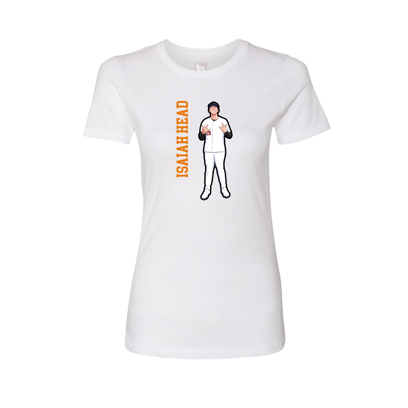 Fitted Women's Tee — Name Vertical in White