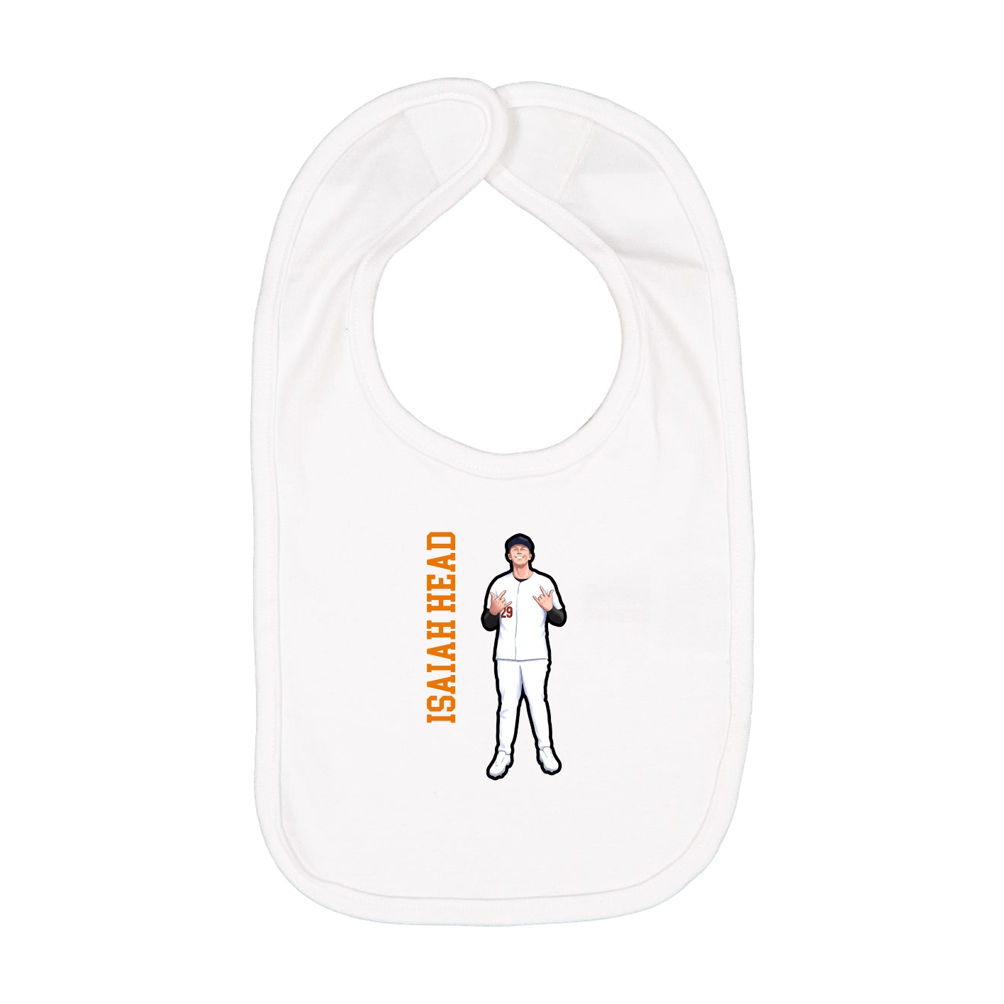 Infant Bib — Name Vertical in White