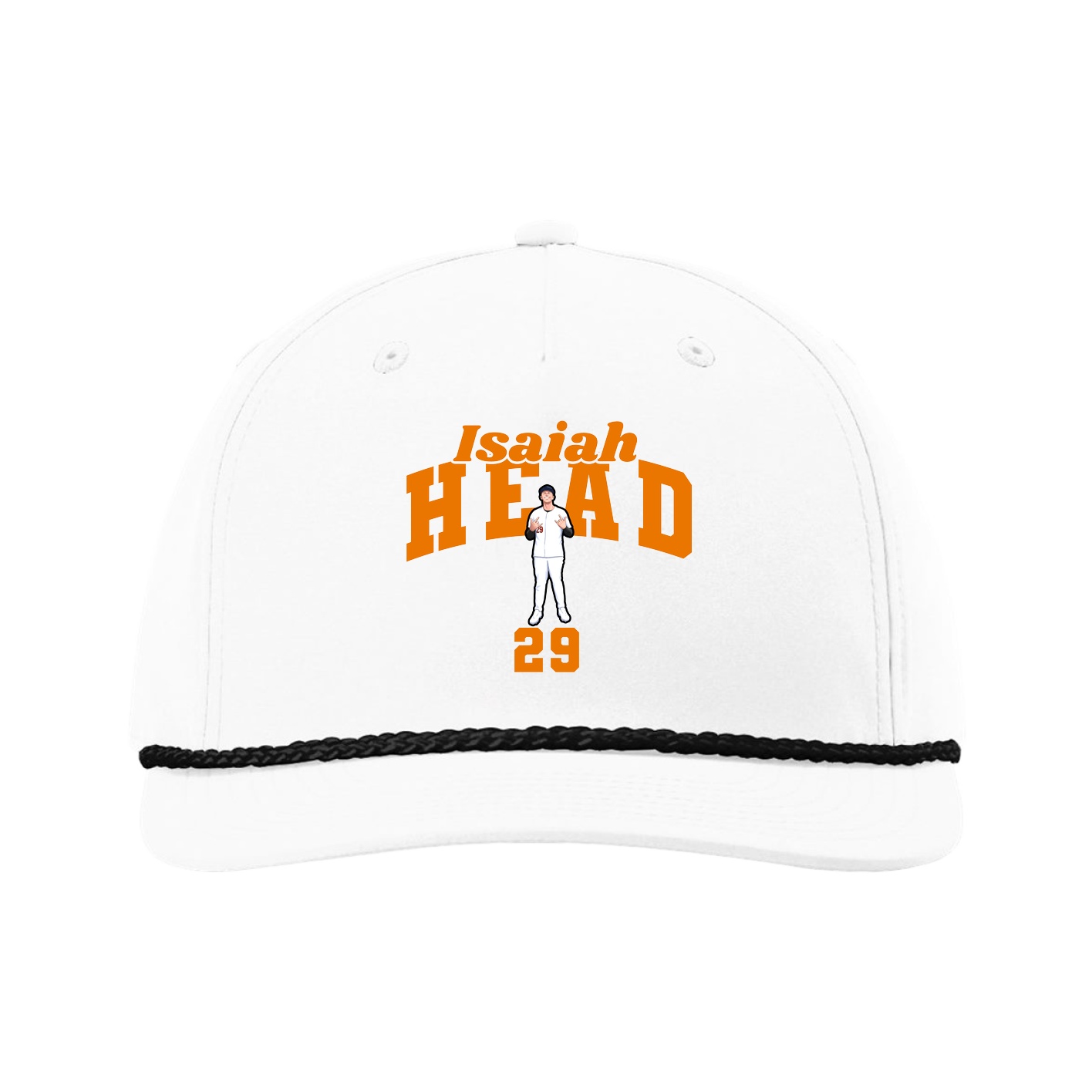 Five-Panel Classic Rope Cap — Signature Arch in White