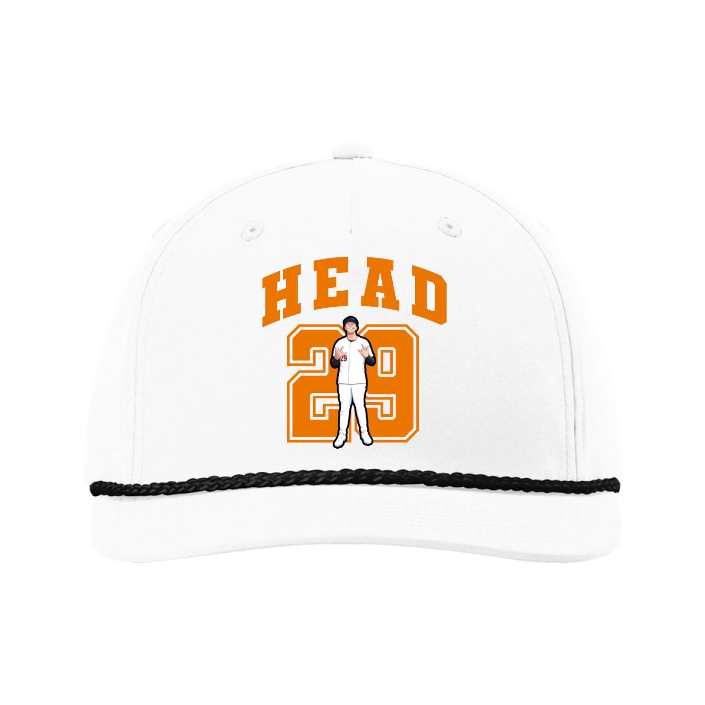 Five-Panel Classic Rope Cap — Number in White