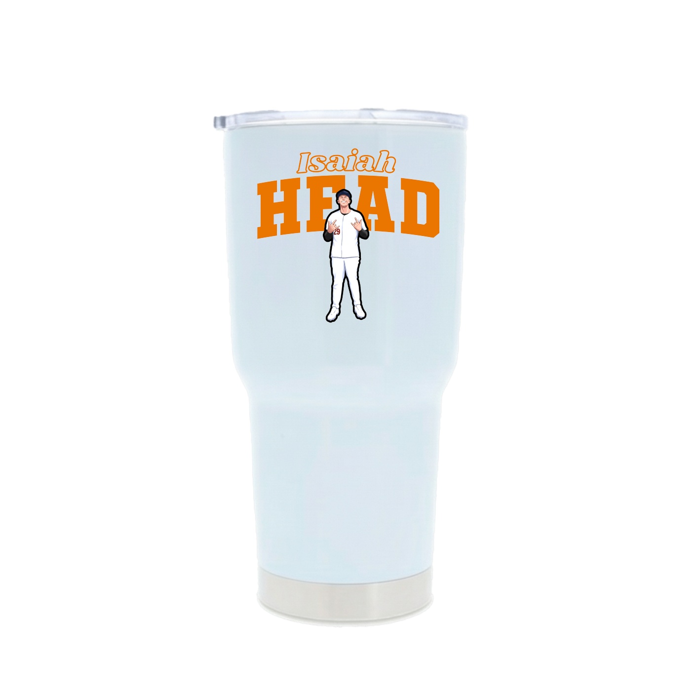 30oz Stainless Steel Tumbler — Name Arch in White