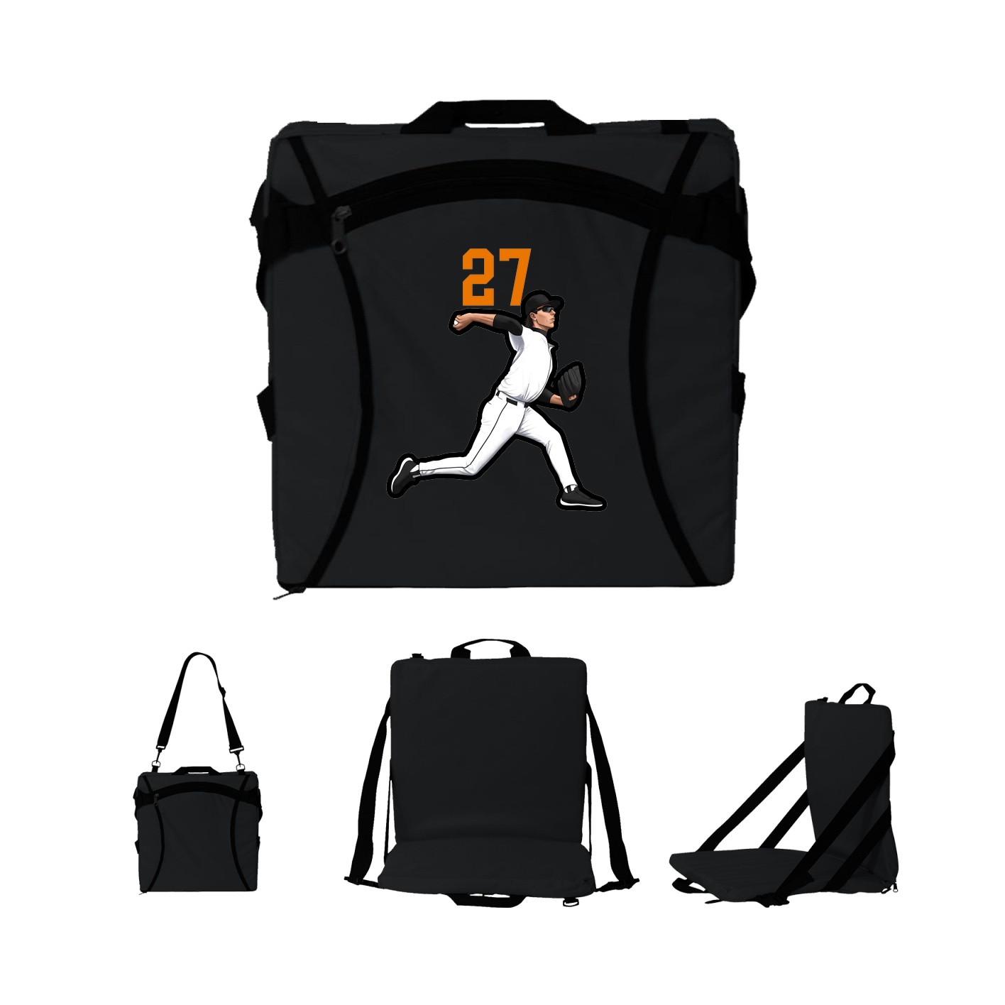 Folding Stadium Seat — Number Top in Black