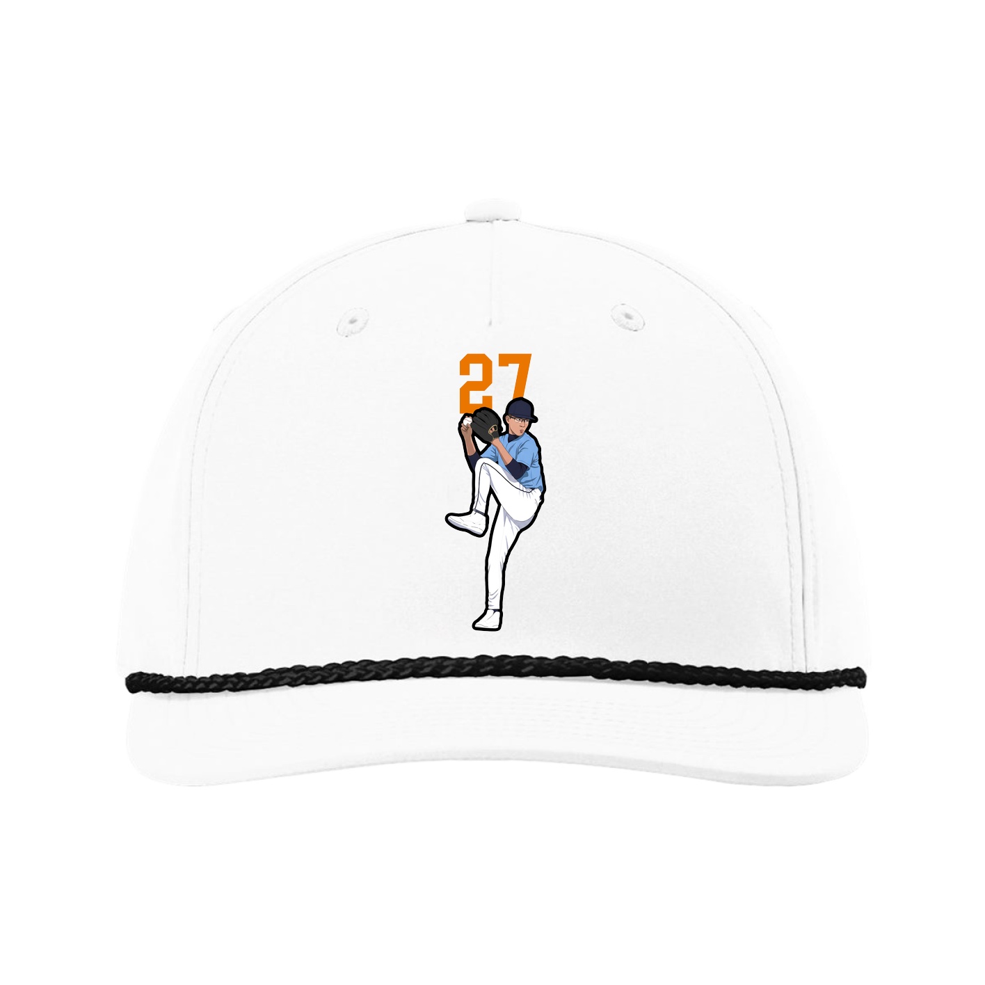 Five-Panel Classic Rope Cap — Number Top in White