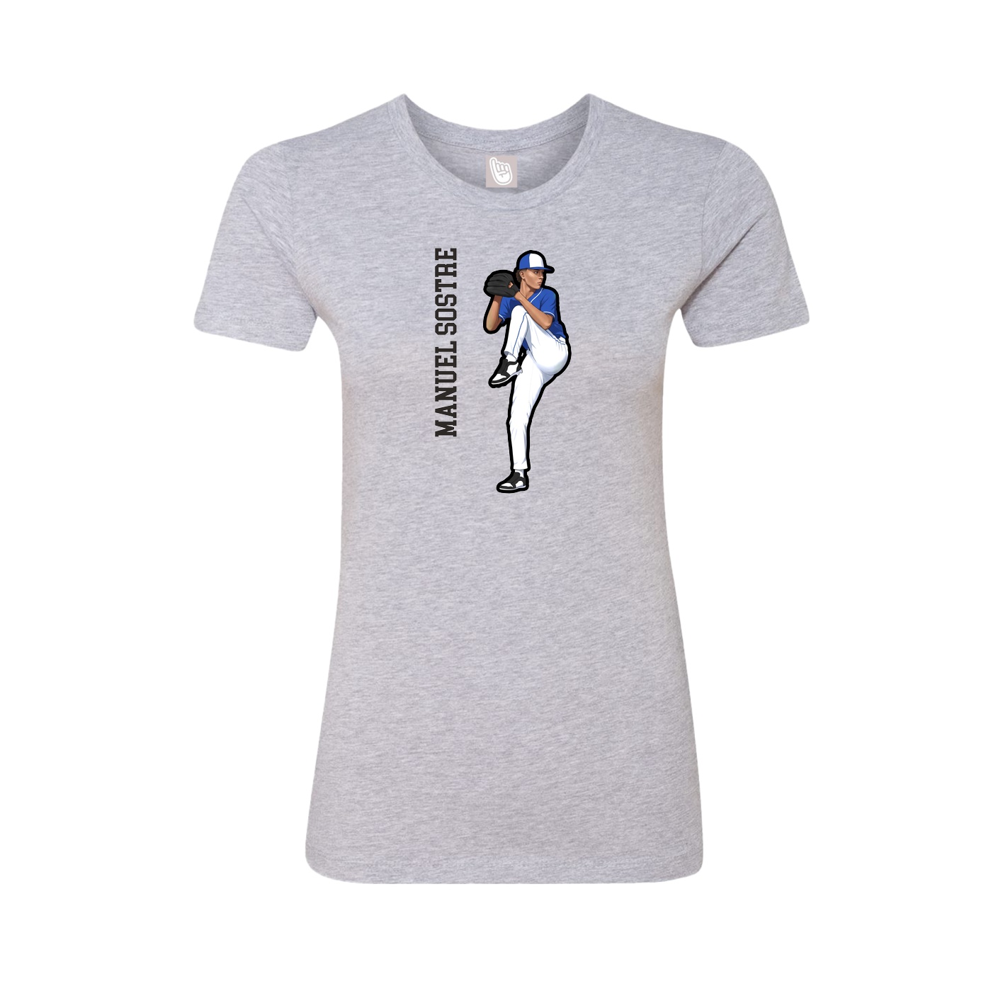 Fitted Women's Tee — Name Vertical in Grey