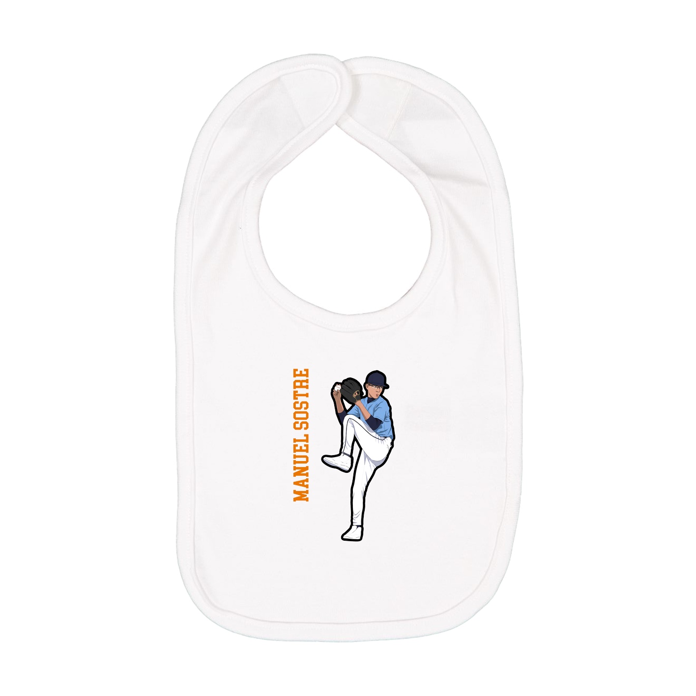 Infant Bib — Name Vertical in White