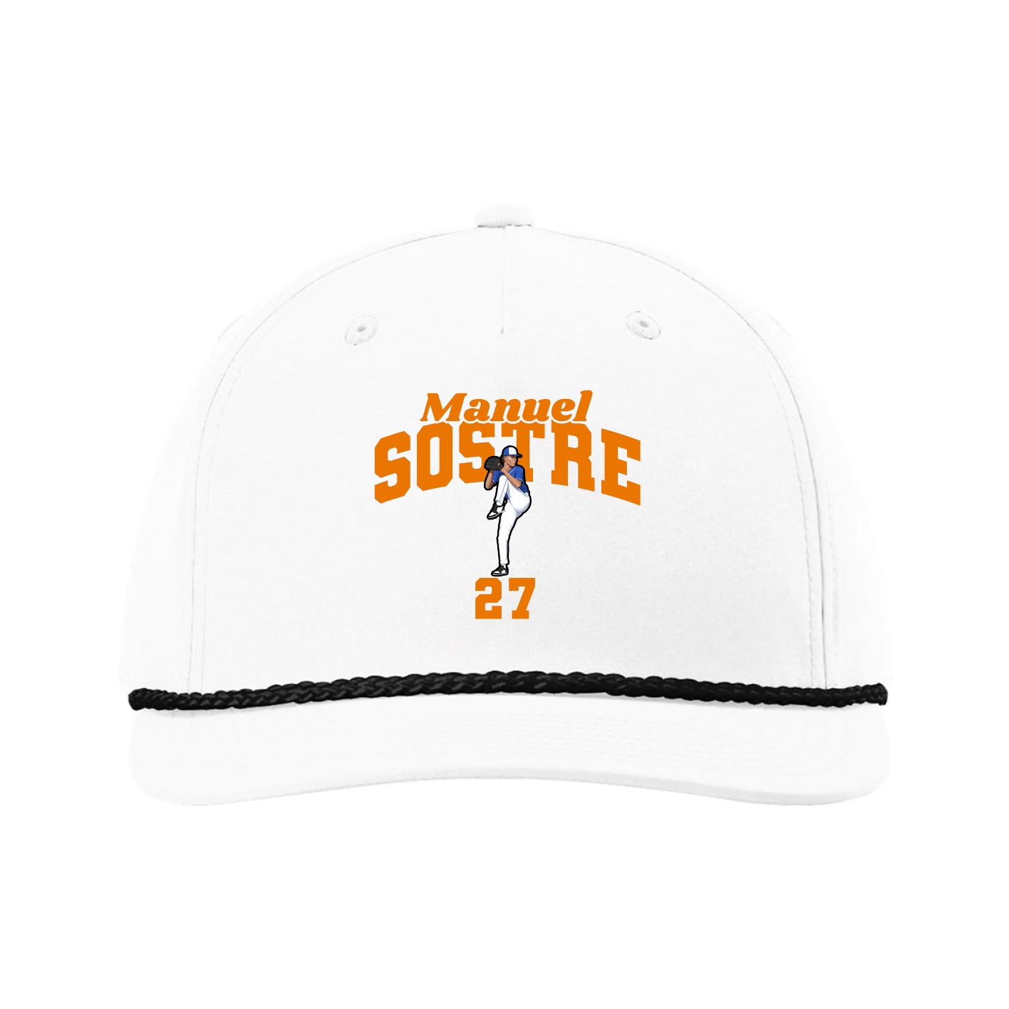 Five-Panel Classic Rope Cap — Signature Arch in White