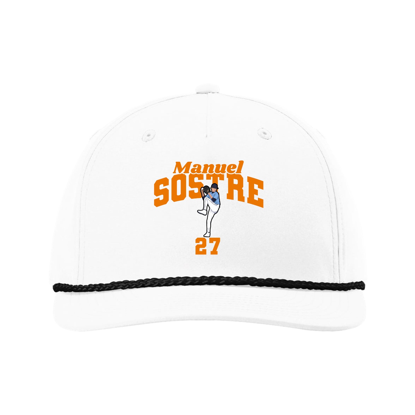 Five-Panel Classic Rope Cap — Signature Arch in White