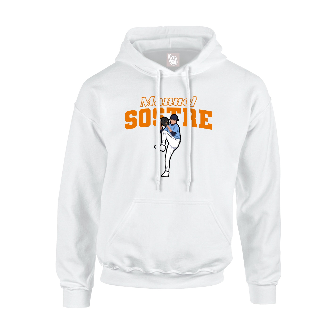 Youth Hoodie — Name Arch in White