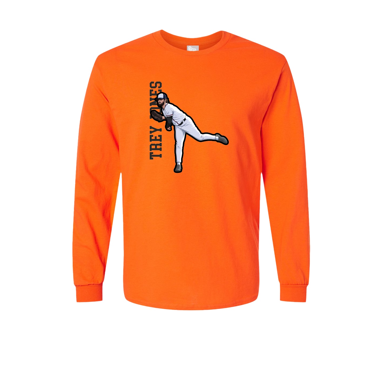 Long Sleeve Tee — Name Vertical in Orange
