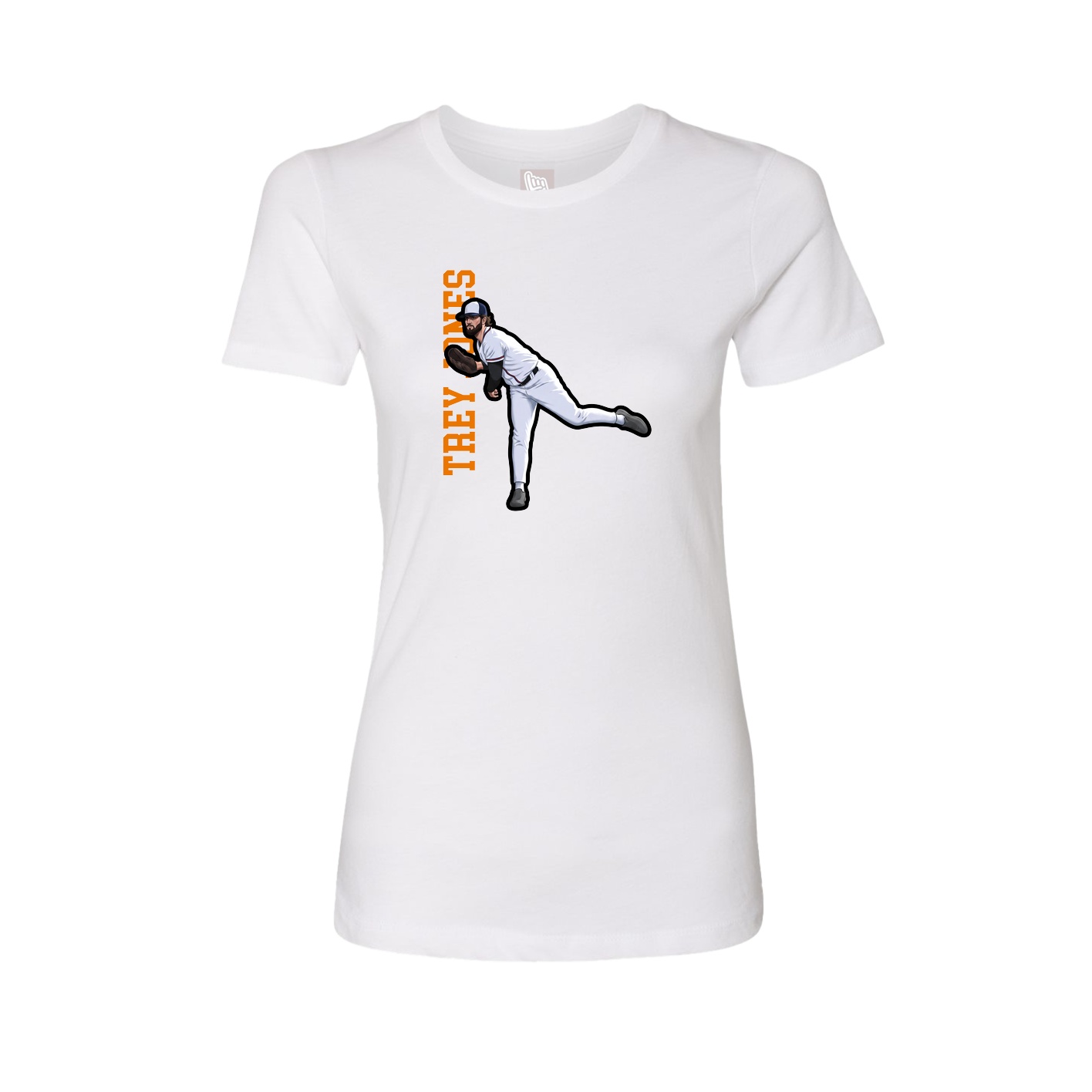 Fitted Women's Tee — Name Vertical in White