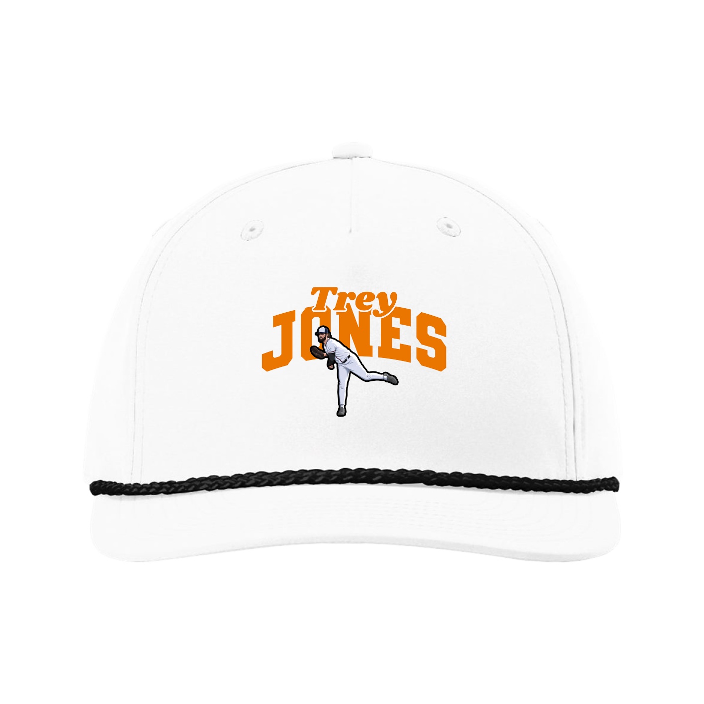 Five-Panel Classic Rope Cap — Signature Arch in White