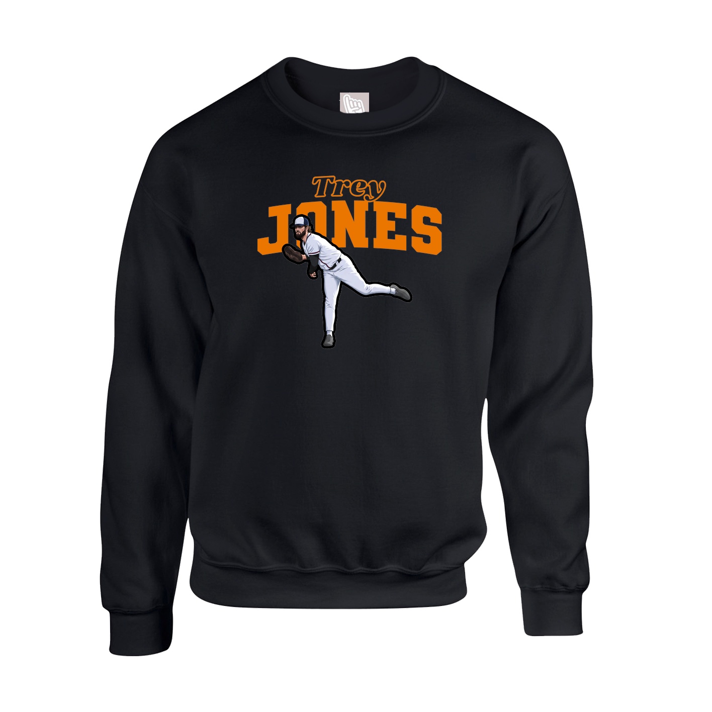 Fleece Crew — Name Arch in Black