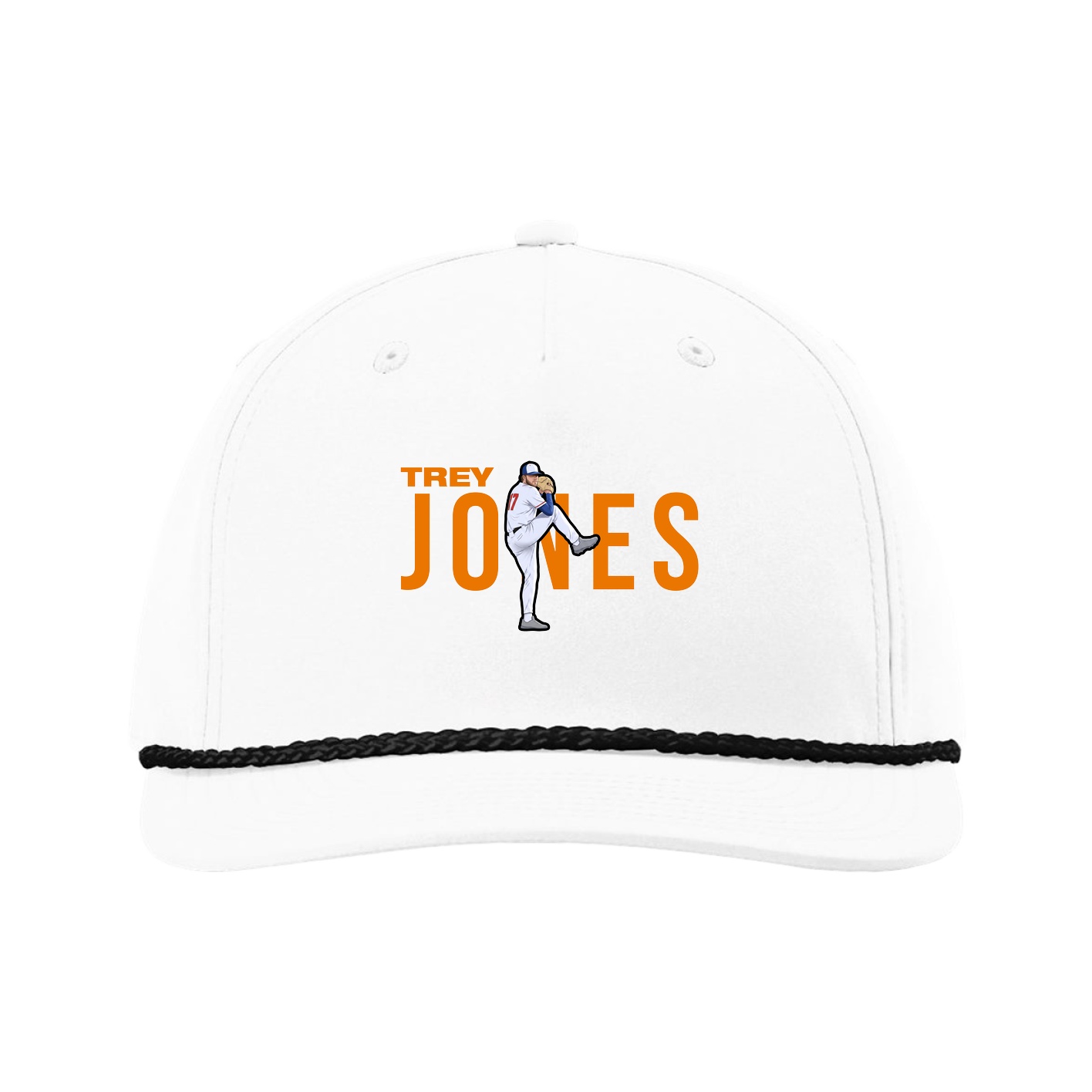 Five-Panel Classic Rope Cap — Player Name in White