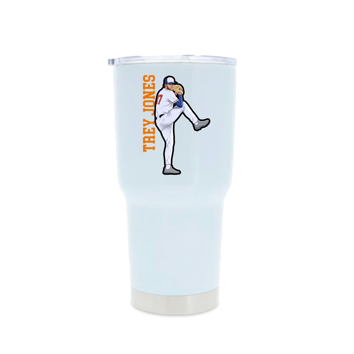 30oz Stainless Steel Tumbler — Name Vertical in White