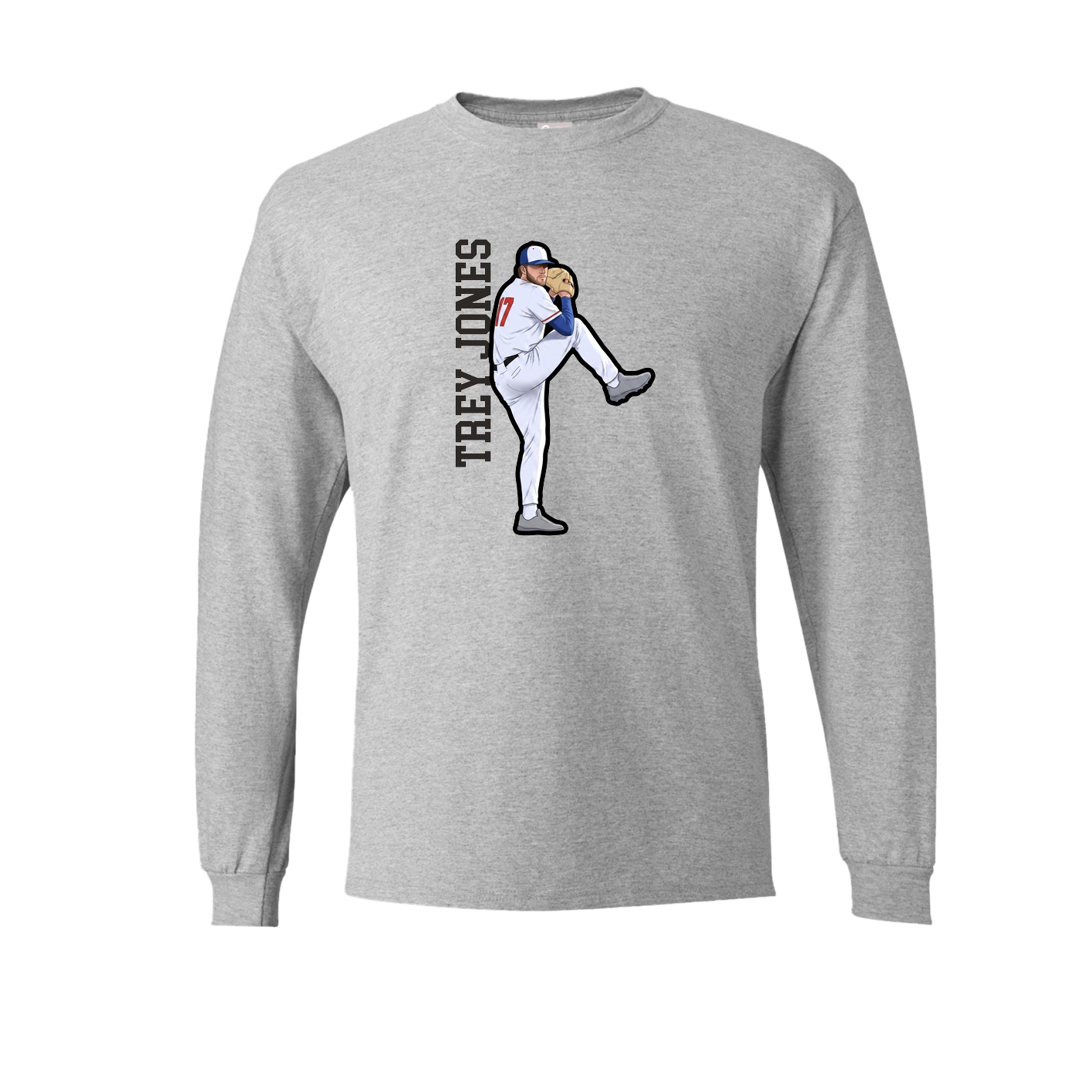 Long Sleeve Tee — Name Vertical in Grey