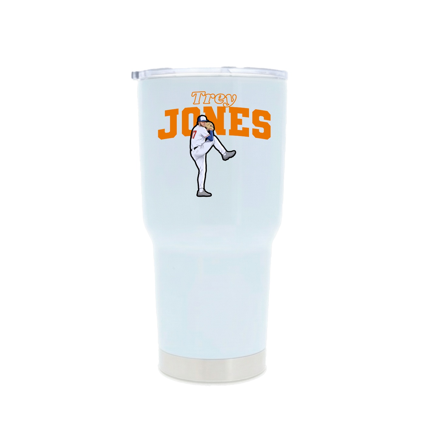 30oz Stainless Steel Tumbler — Name Arch in White