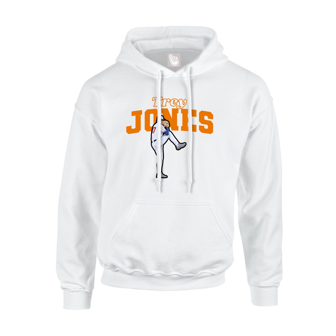 Youth Hoodie — Name Arch in White
