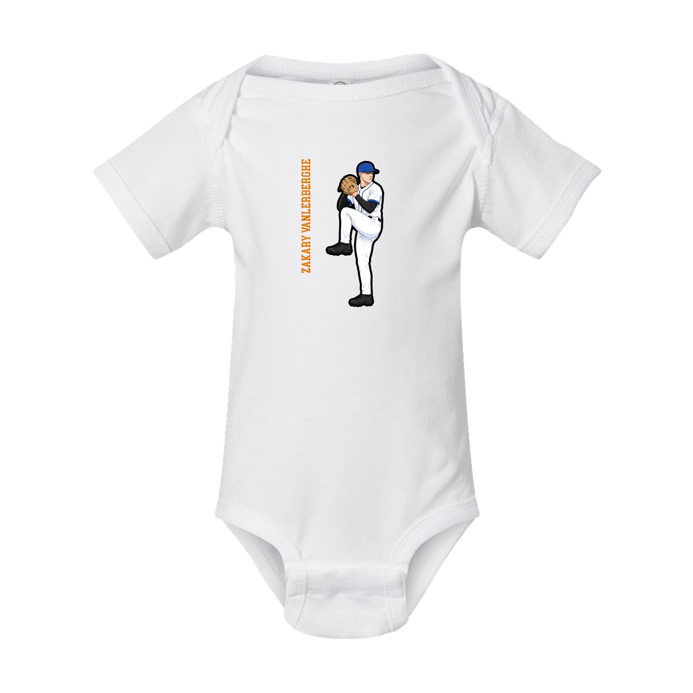 Baby Onesie — Name Vertical in White