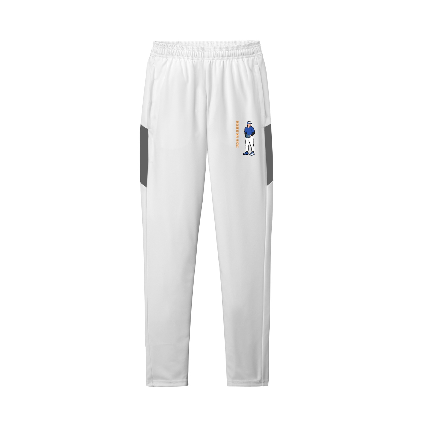 Team Travel Pant — Name Vertical in White/Grey